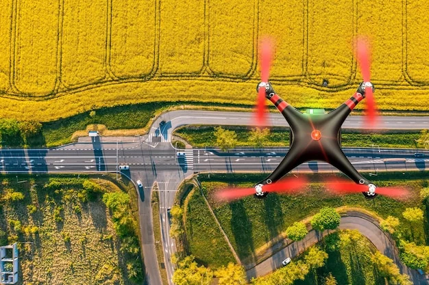 A series of high-resolution images showcasing the sleek design and cutting-edge technology of HarvestBuild's UAV components.